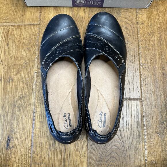 Clarks Womens Evianna Mix Slip On Loafers Black Leather Shoes Size 10 N - Picture 3 of 5